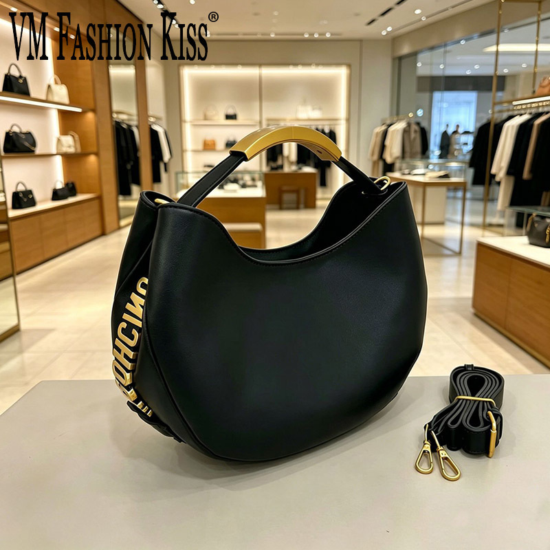 Luxury Bags Sell - Женская сумка-тоут Demi-cercle с золотистой надписью,