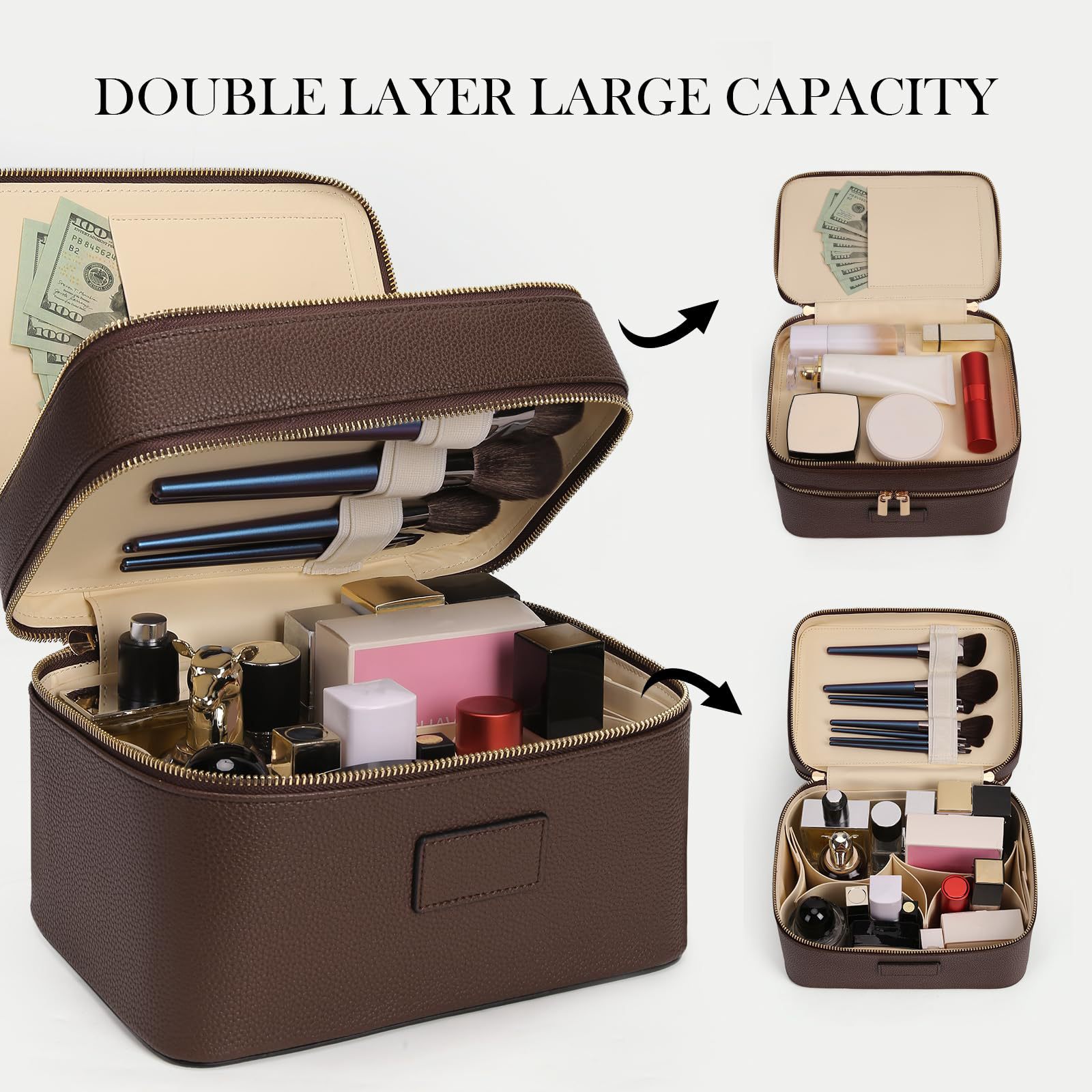 Xl Luxury Bags - Большая двухслойная люксовая косметичка для путешествий