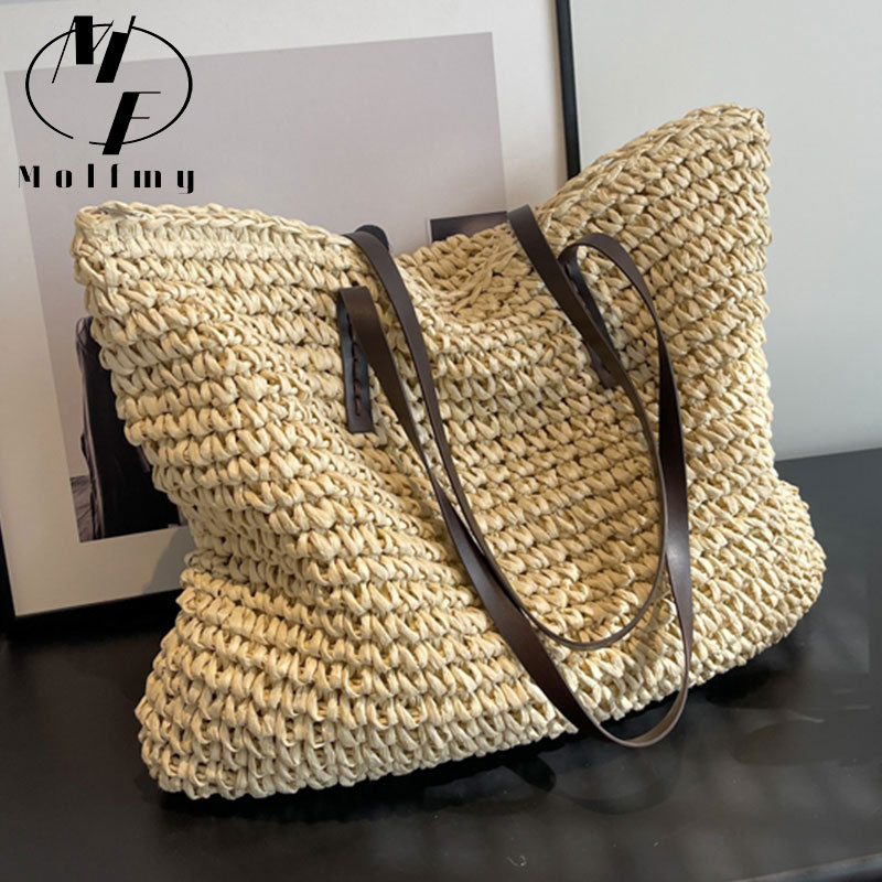 Luxury Bags For Summer - Соломенные тканые сумки-тоут, повседневные большие роскошные